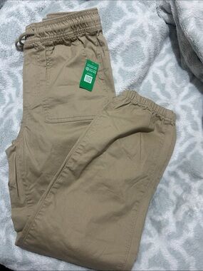 Kids Neutral Stretch Drawstring Pants - Khaki perfect for school uniforms